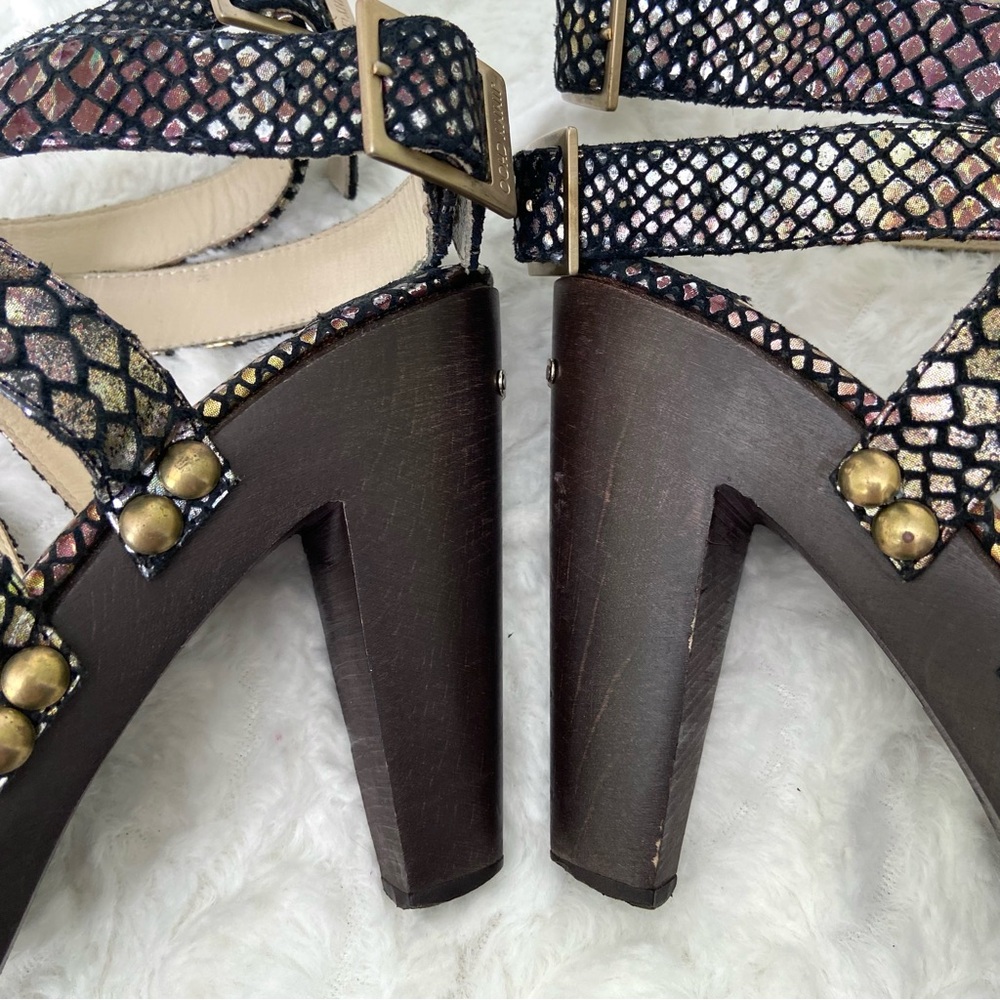 Jimmy Choo Python Embossed Leather Strapped Sanda… - image 8